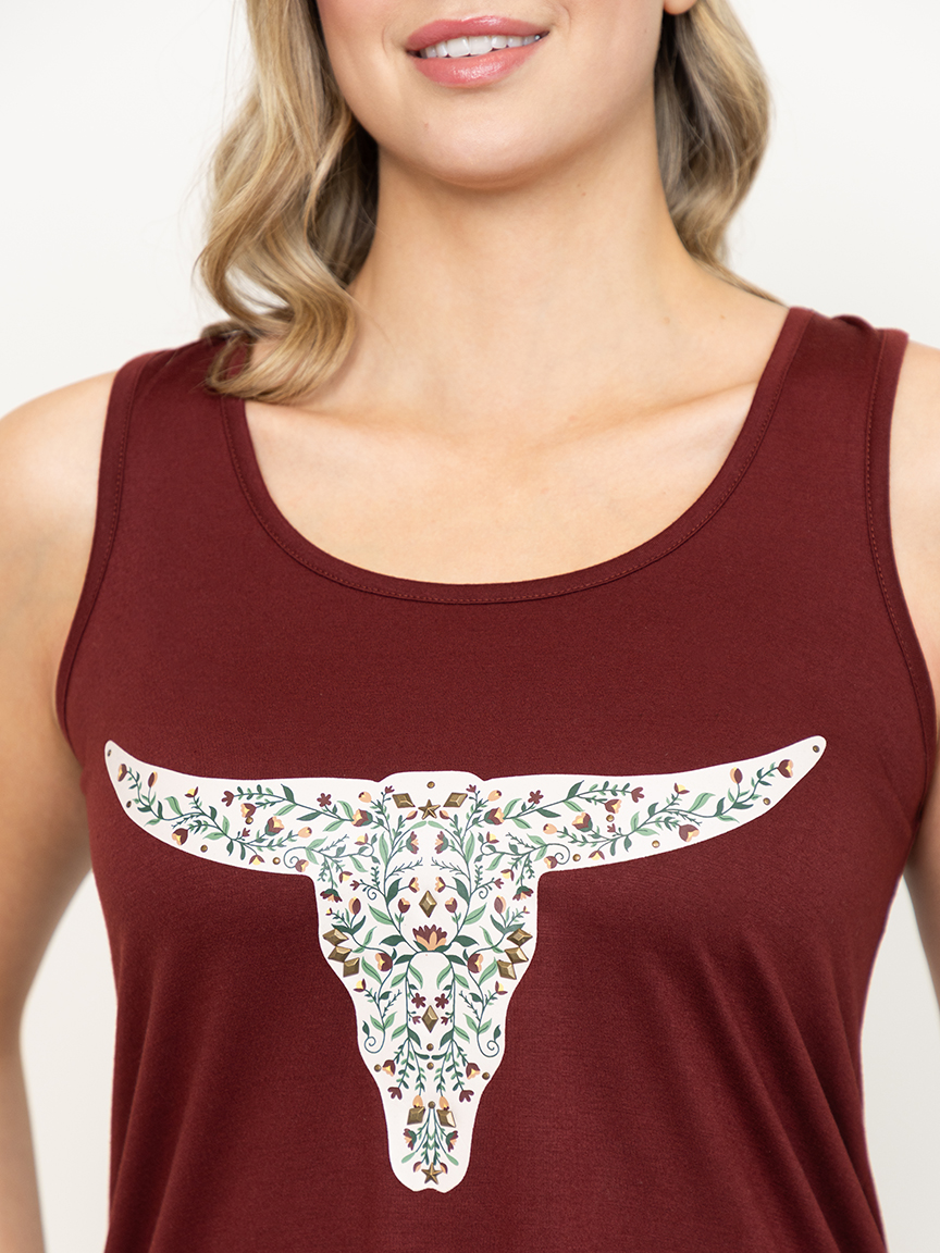 Women's Bull Skull Racerback Tank