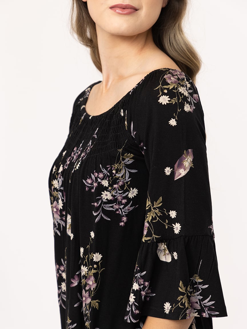Women's Floral Bell Sleeve Top