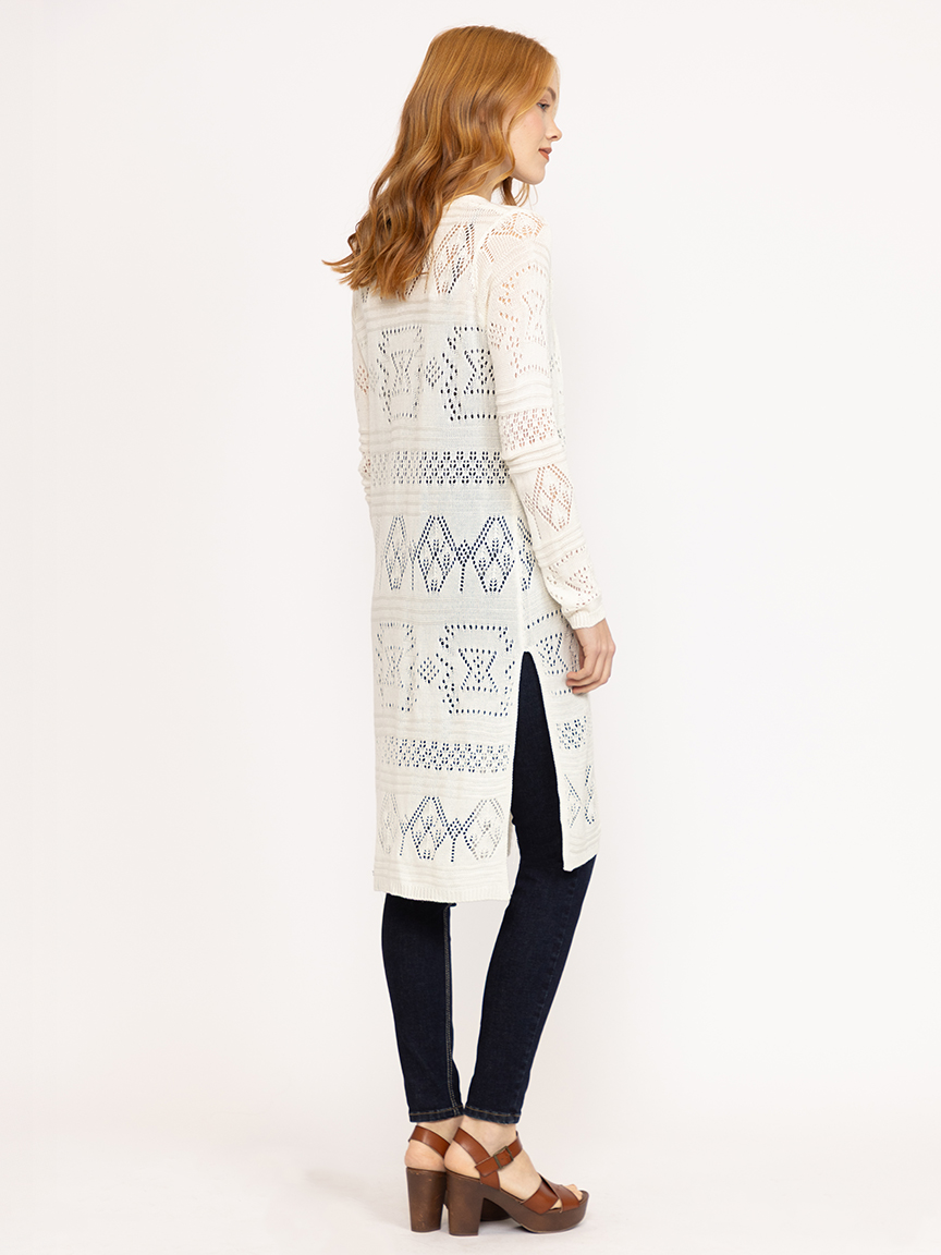 Women's Geometric Pointelle Duster