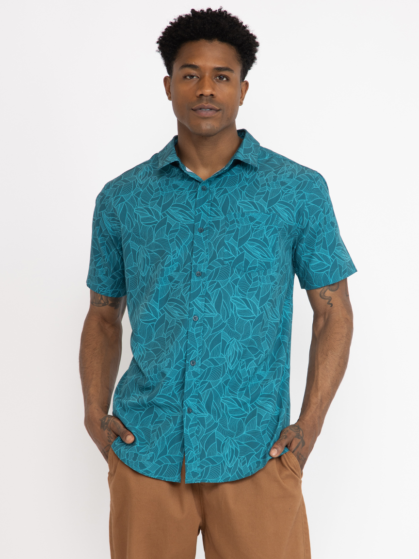 Men's Tonal Leaf Print Shirt Warehouse One