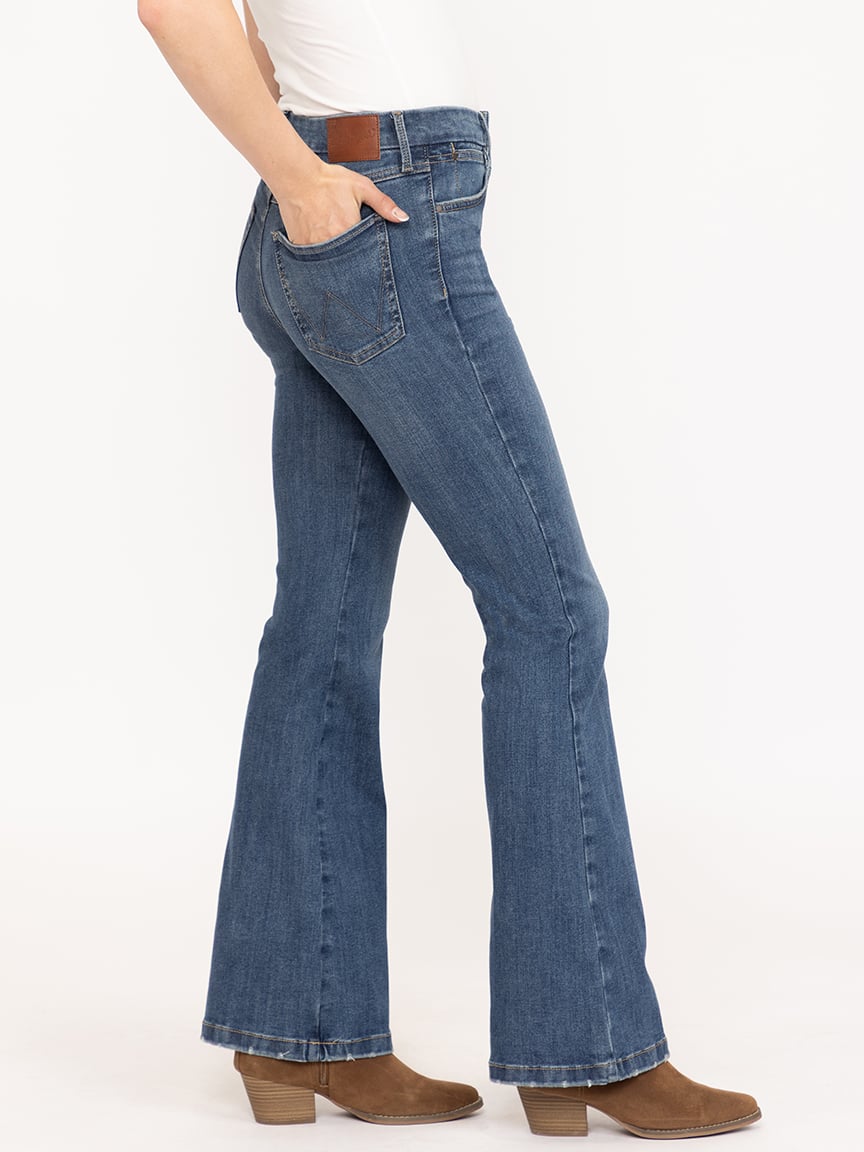 Women's Wrangler Bespoke High Rise Medium Dark Flare Jean