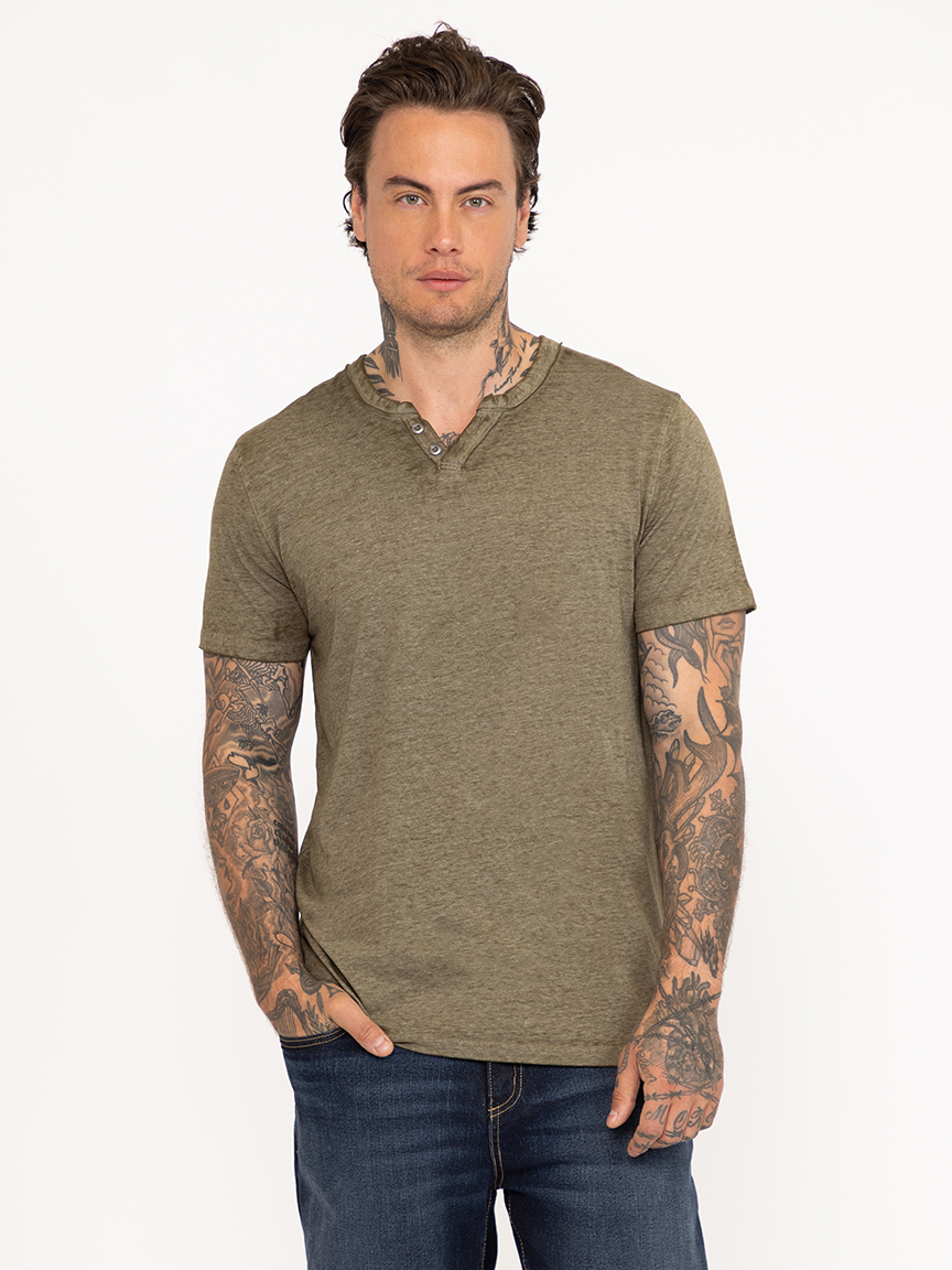 Men's Burnout Henley Tee