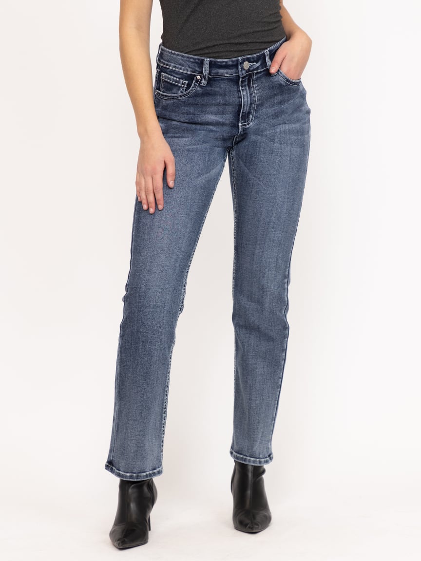 Women's Medium Dark Wash Cross Embellis