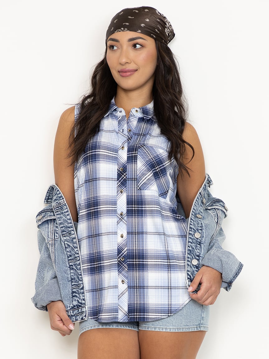 Women's Plaid Button Front Shirt