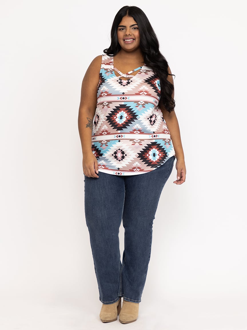 Women's Geometric Criss Cross Tank