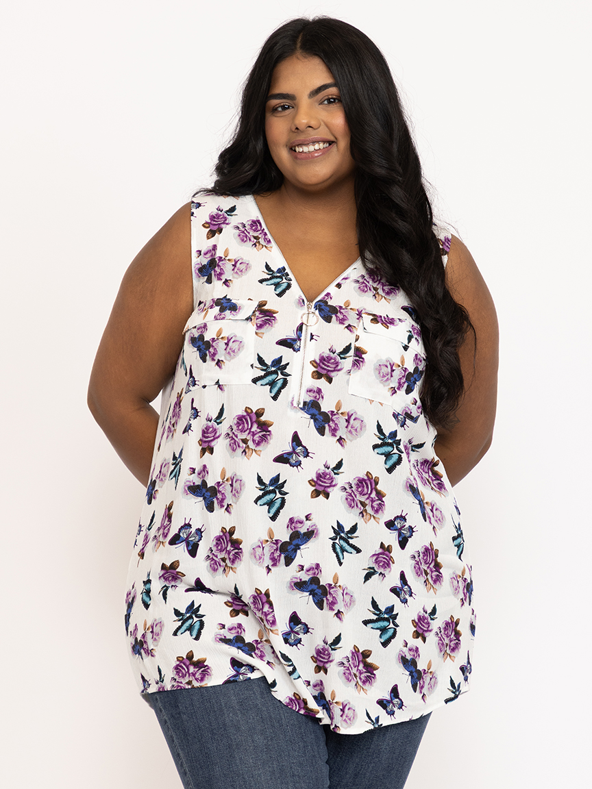 Women's Butterfly Floral Tank