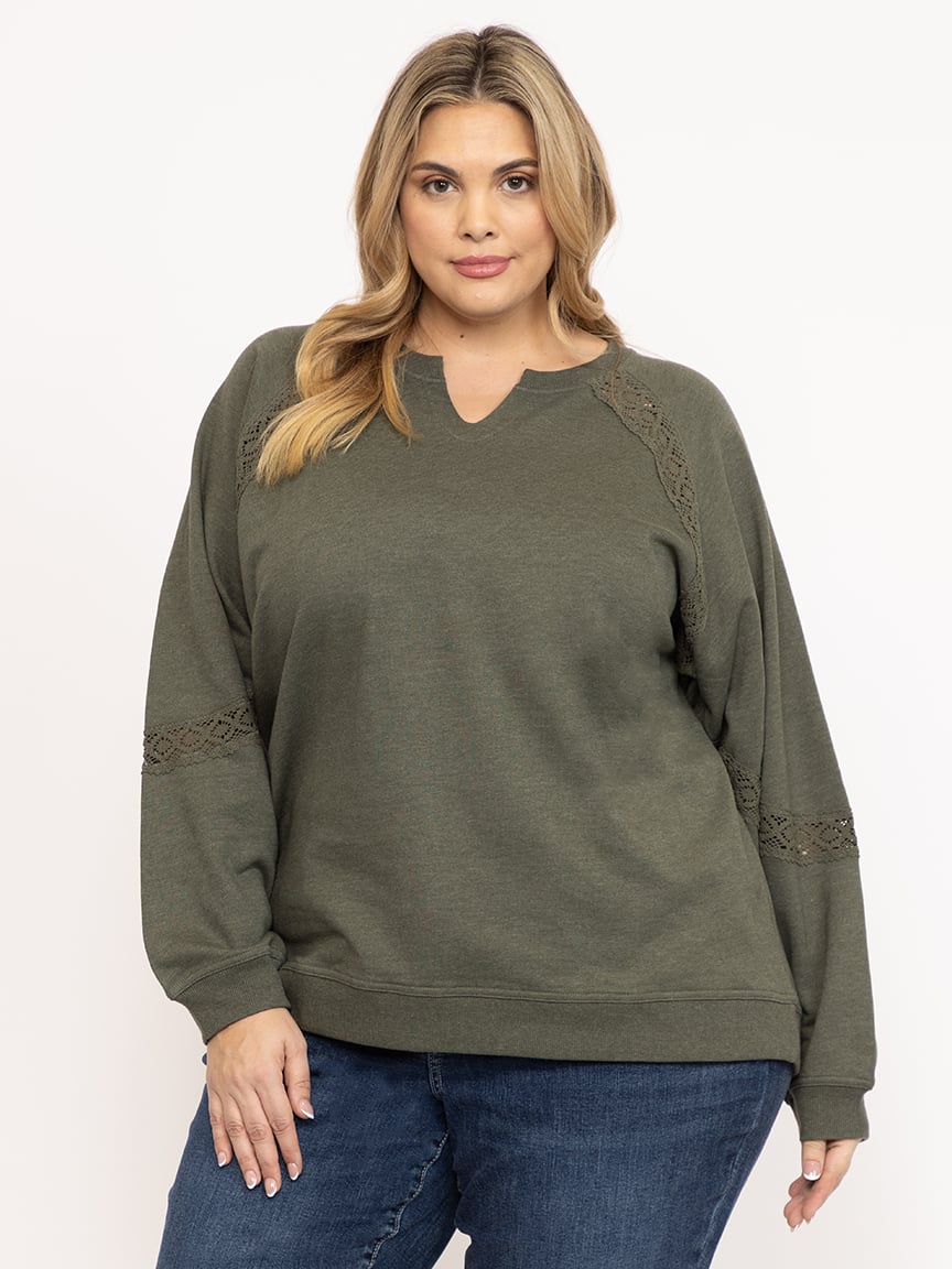 Women's Crochet Trim Sweatshirt