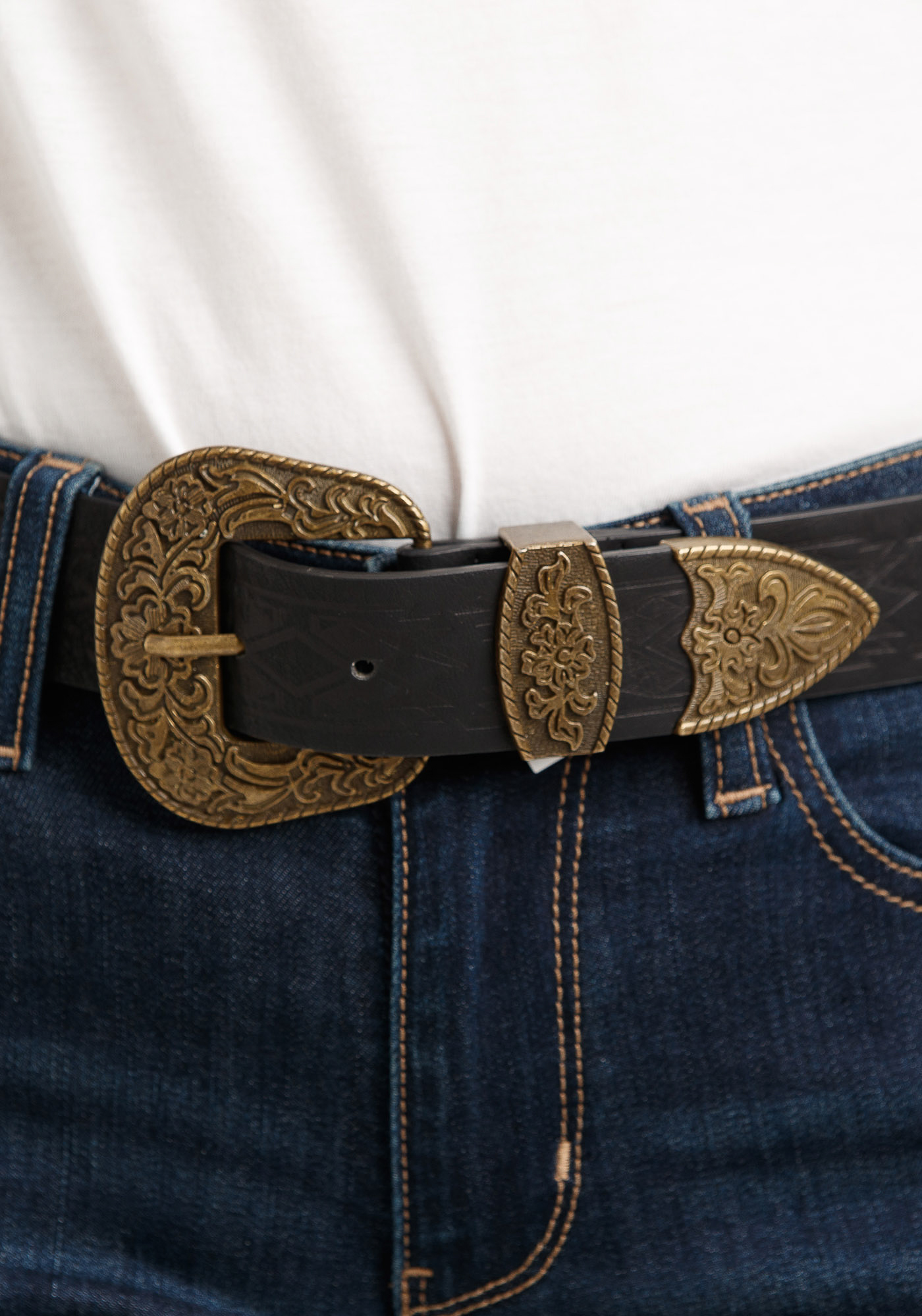 Black Embossed Belt