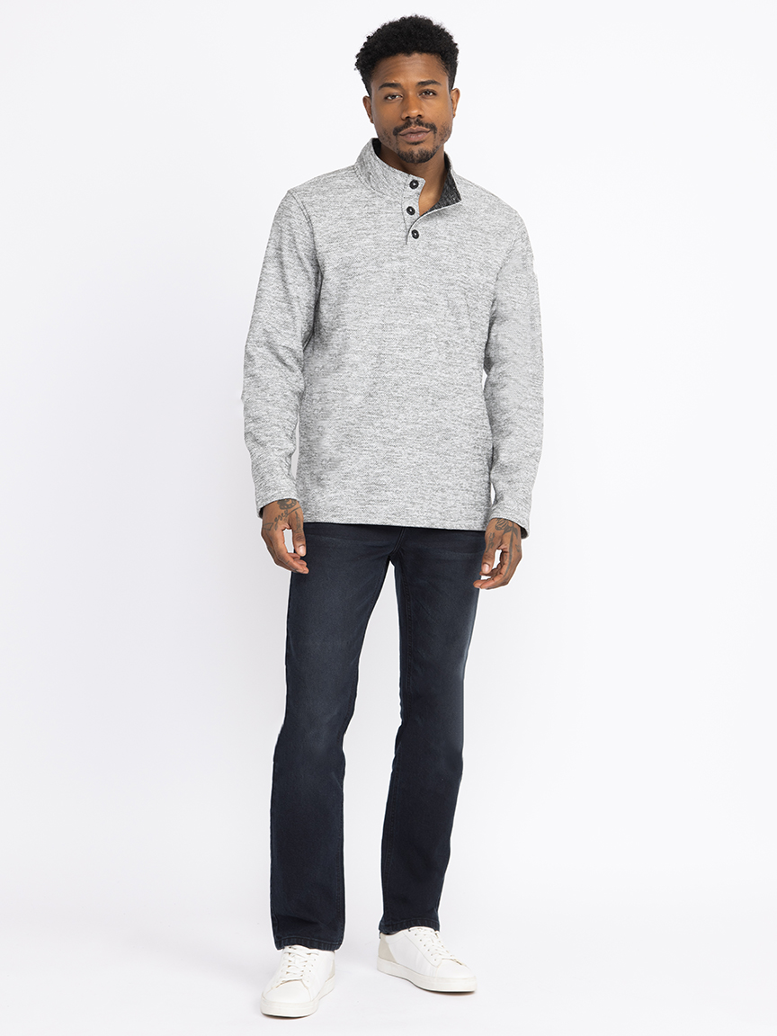 Men's Mock Neck Henley Shirt Warehouse One Men's Mock Neck Henley Shirt Warehouse One