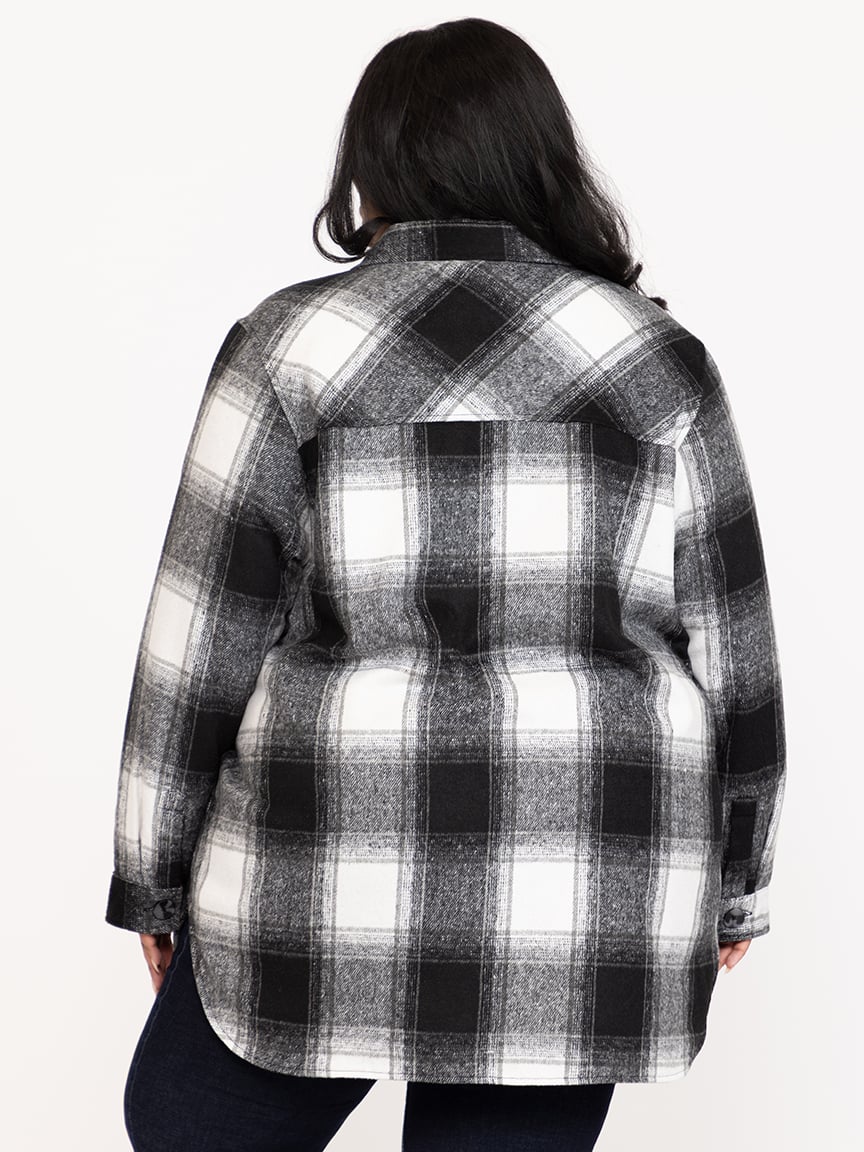 Women's Plaid Shacket With Fur Lining