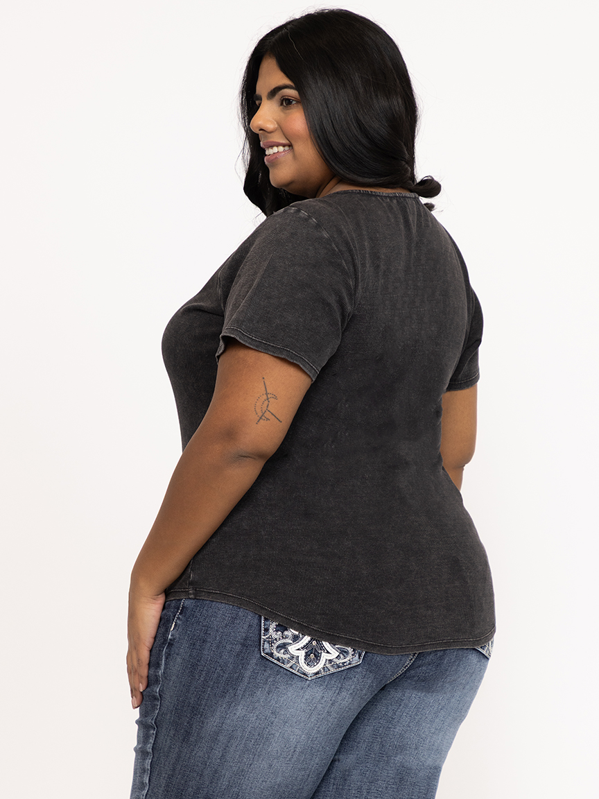 Women's Washed Rib Henley Tee