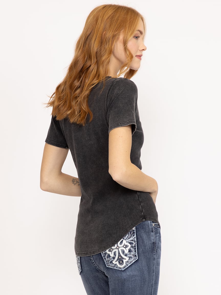 Women's Washed Rib Henley Tee