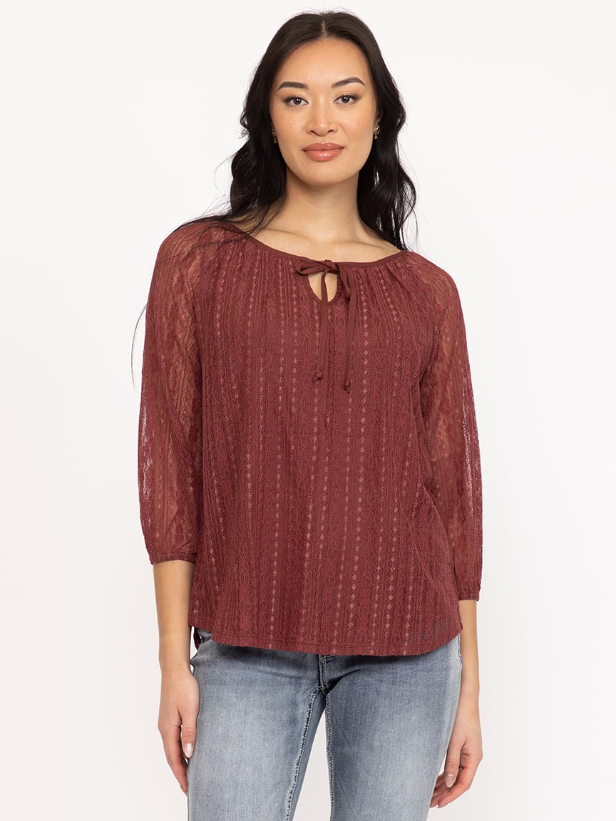 Women's Lace Peasant Top