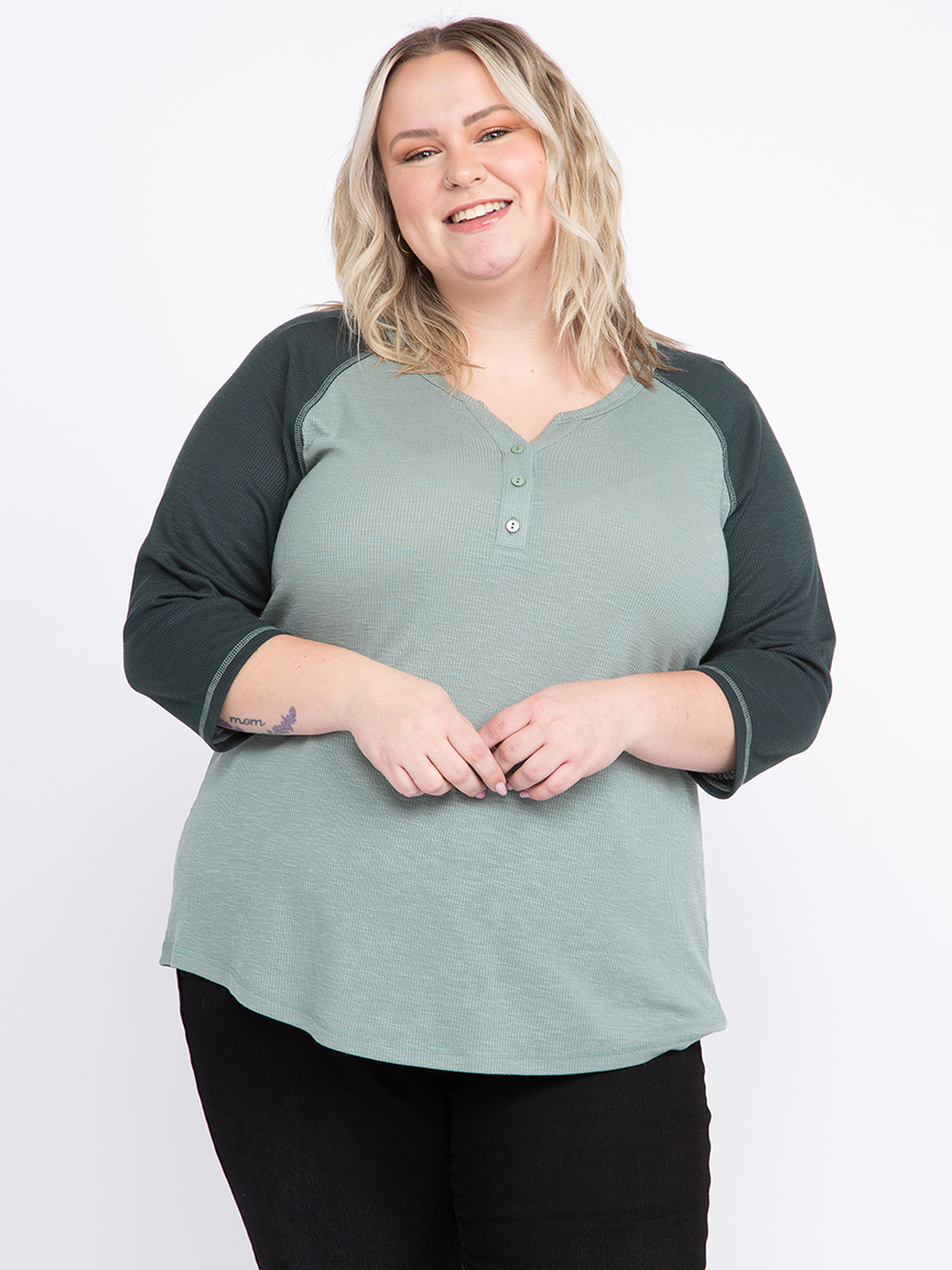 Women's Rib Baseball Henley Tee Warehouse One