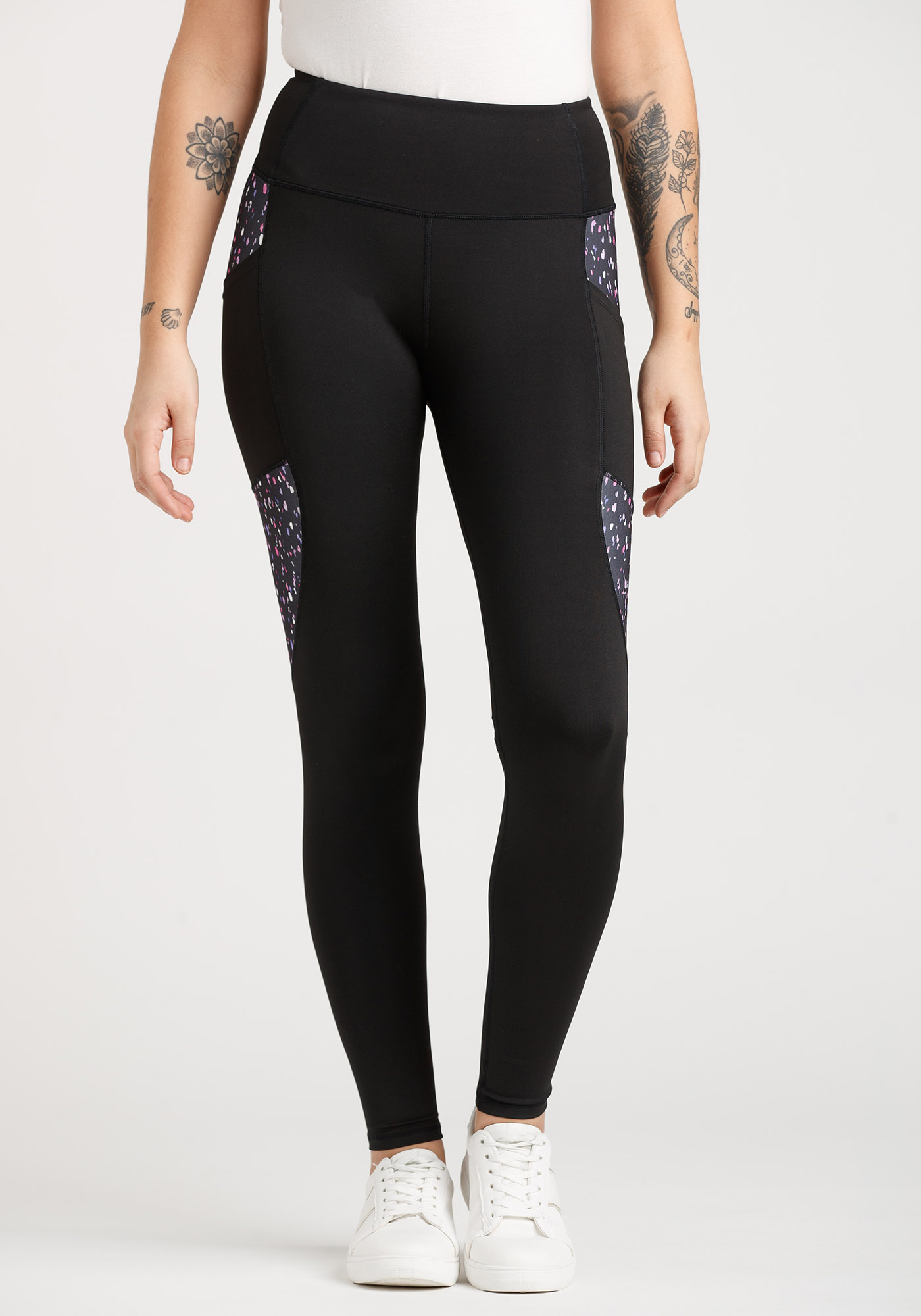 FOURLAPS Womens Pocketed High Compression Color Block Active Wear High Waist Leggings