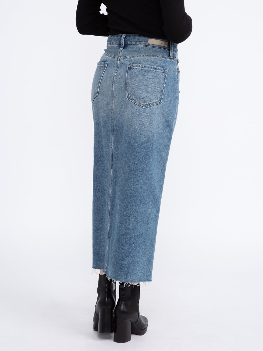 Women's Mid Waisted Maxi Skirt with Front Slit Warehouse One