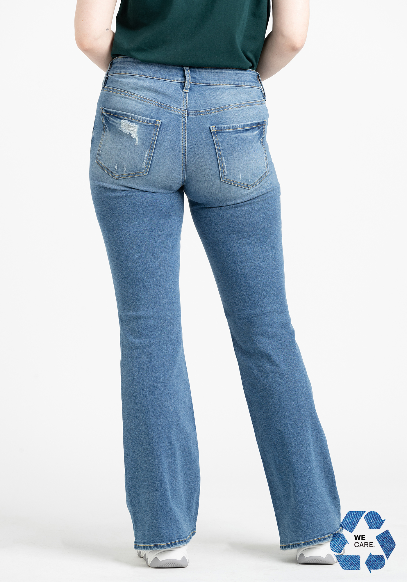 Women's Low Rise Destroyed Flare Jeans Warehouse One
