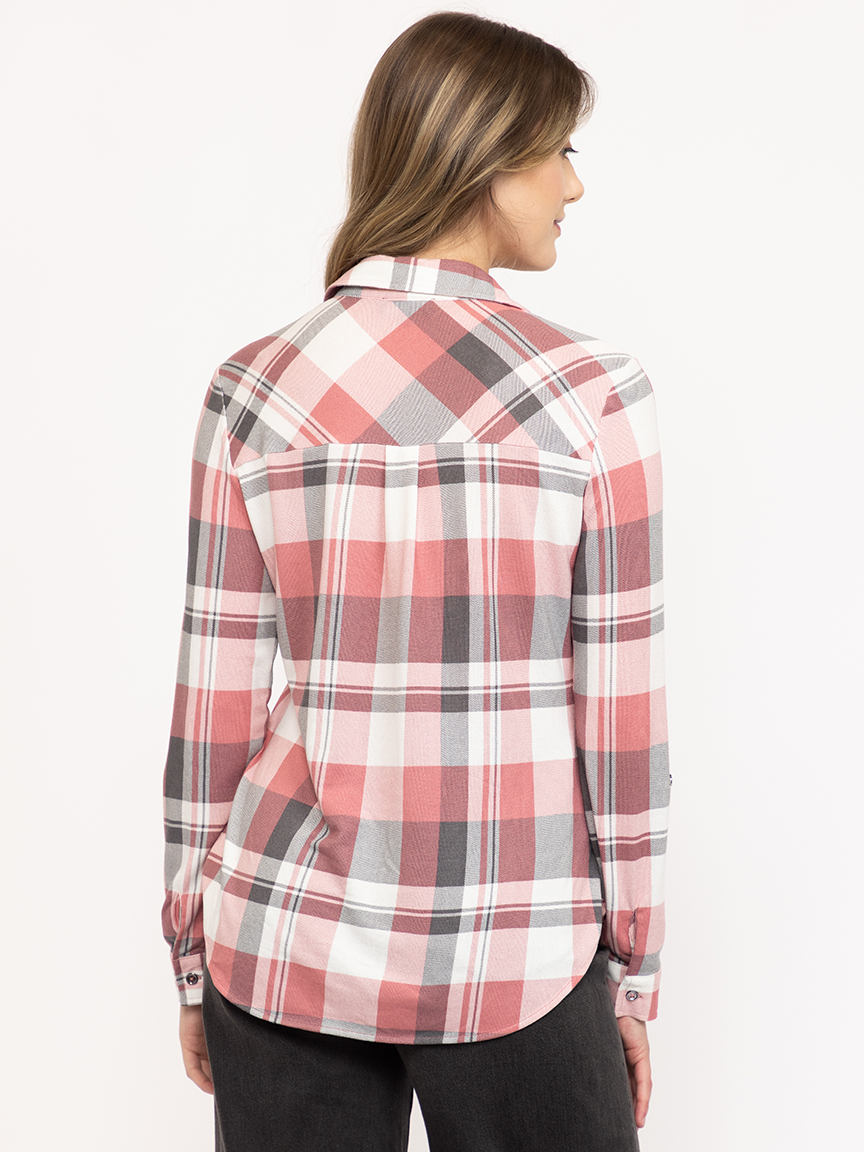 Women's Half Zip Plaid Shirt