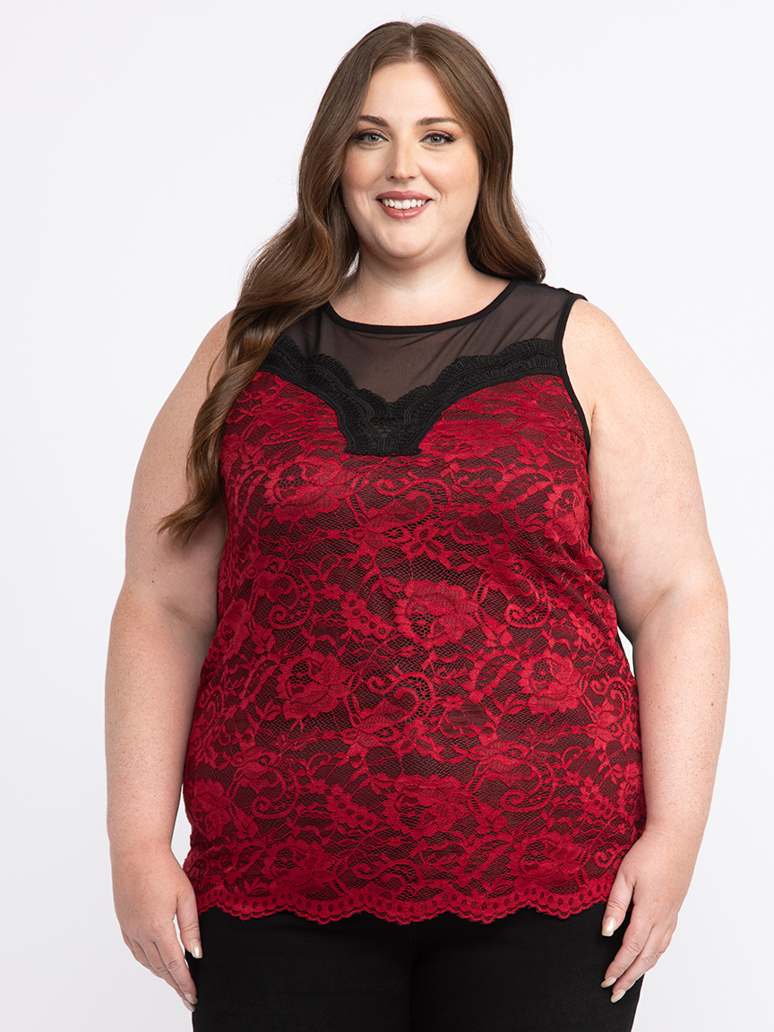 トップス salvation Y16AsymmetricDrapedTank Women's Lace Overlay Tank Warehouse One
