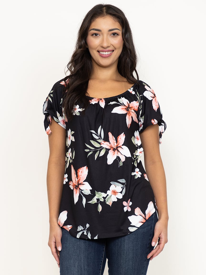 Women's Floral Split Sleeve Top