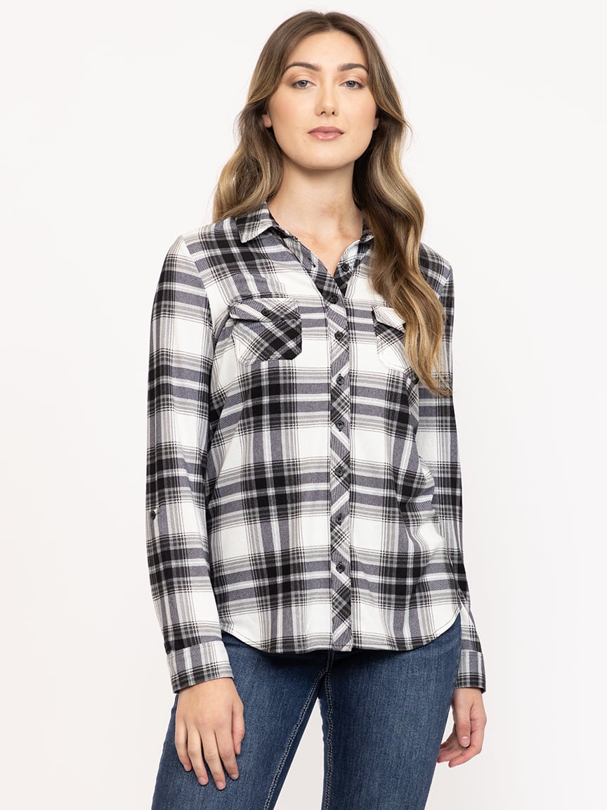 Women's Brushed Knit Plaid Shirt