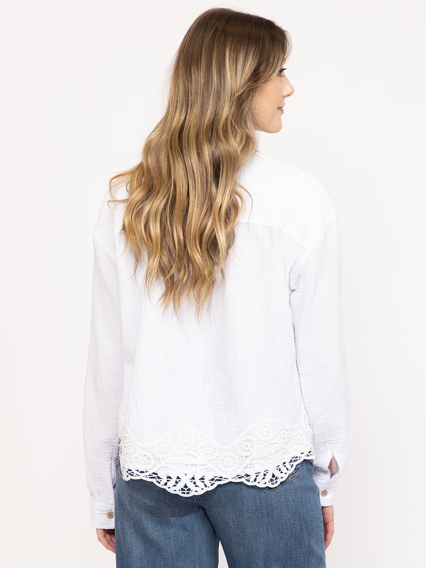 Women's Crochet Trim Shirt