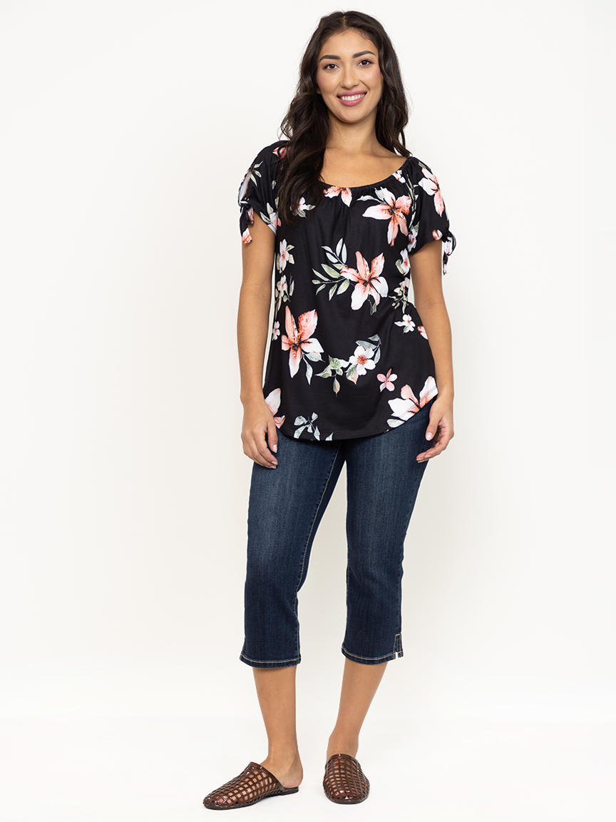 Women's Floral Split Sleeve Top