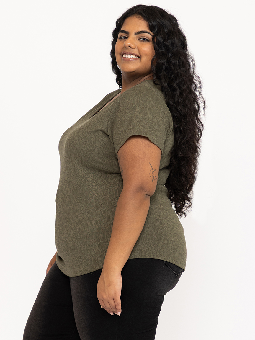 Women's Textured V Neck Tee