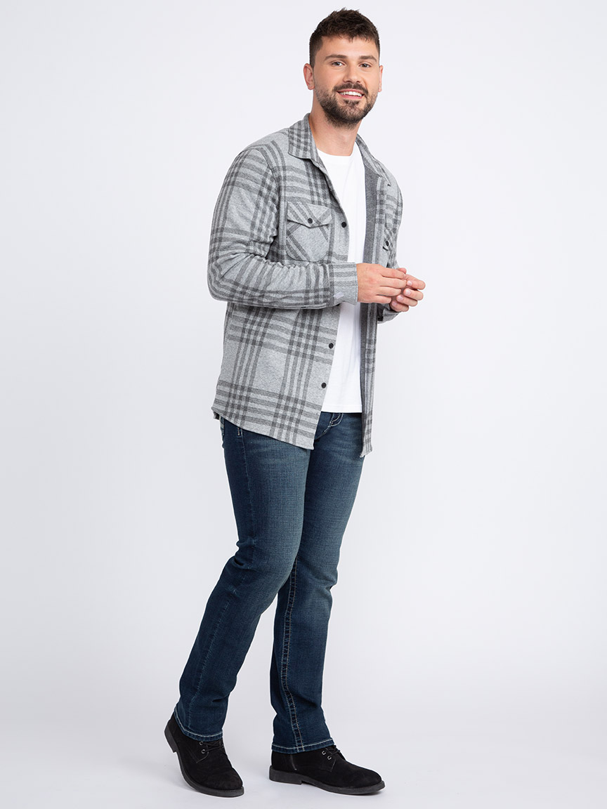 Men's Brushed Knit Plaid Shirt