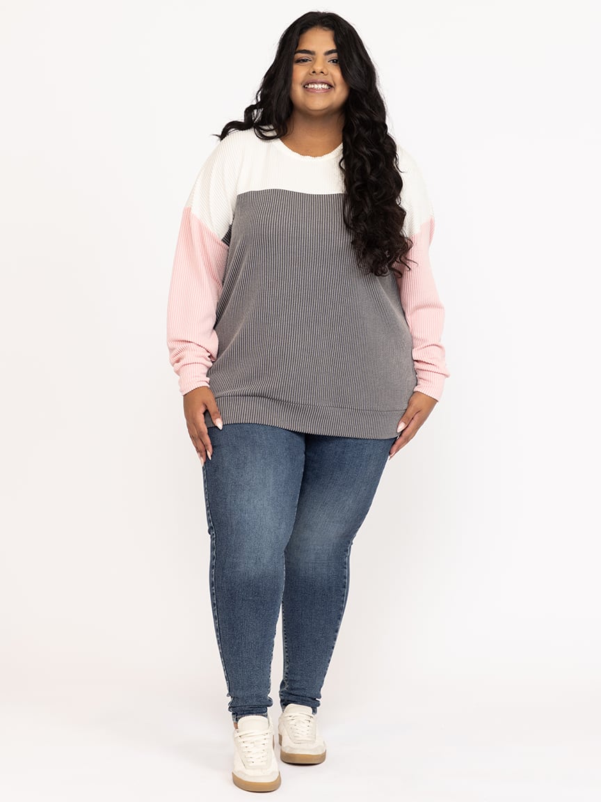 Women's Colour Block Rib Top