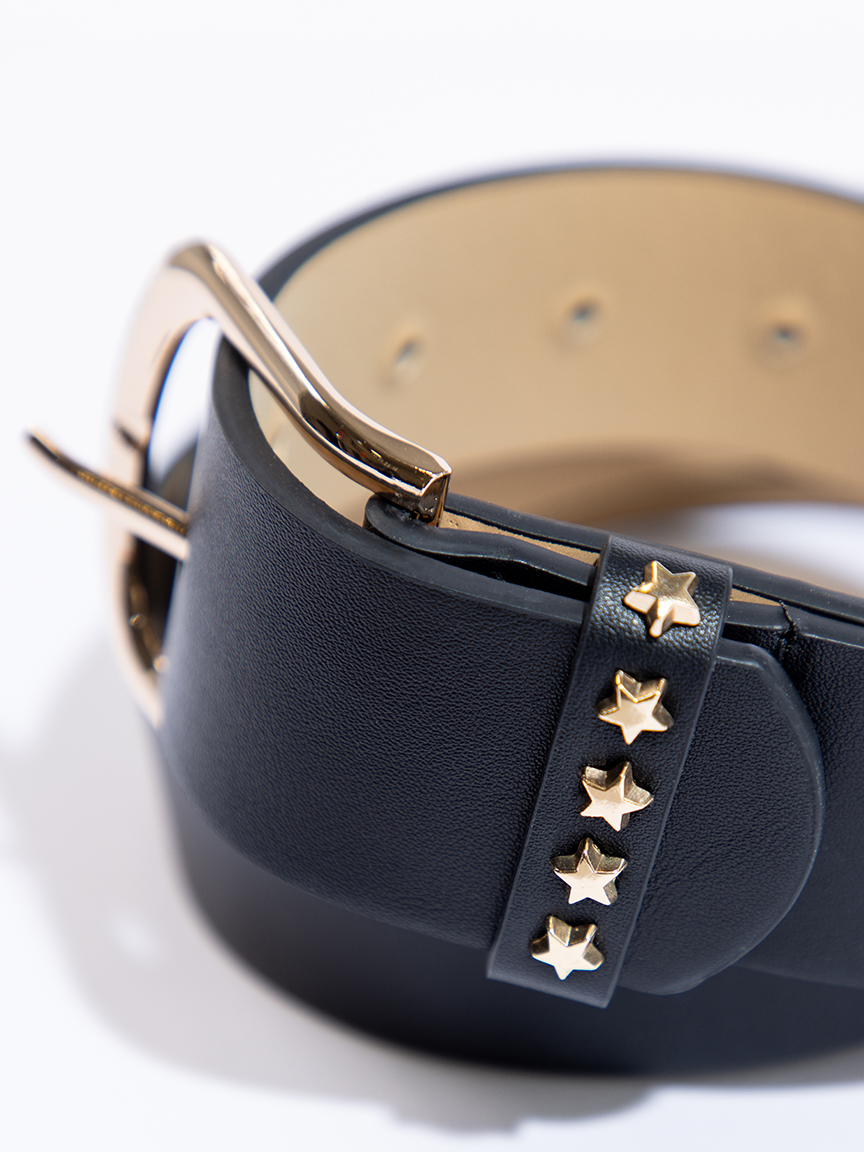 Women's Black Star Studded Belt