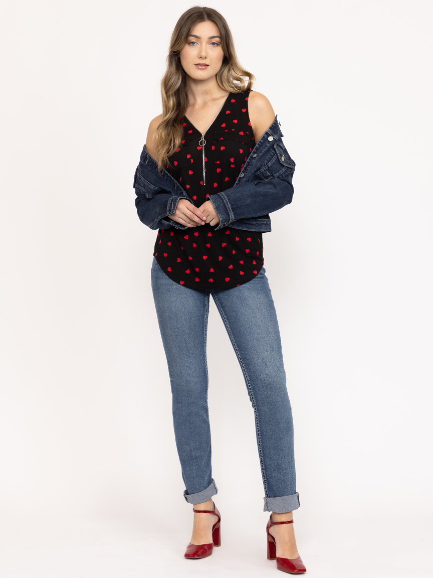 Women's Mini Heart Print Tank