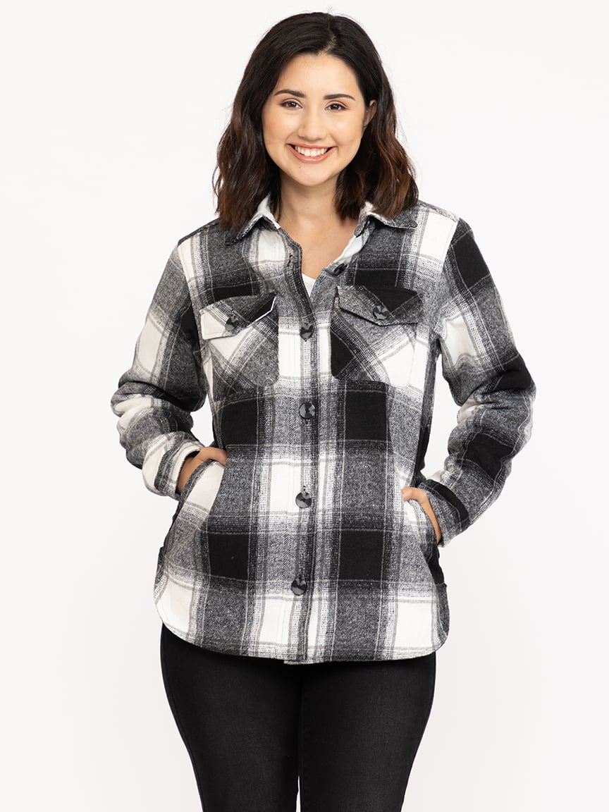 Women's Plaid Shacket With Fur Lining