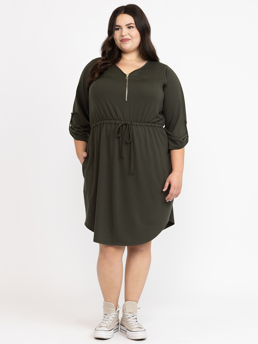 Zipped Knit Dress with Waist Pack