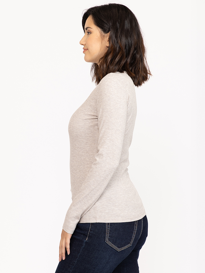 Women's Rib Crew Neck Long Sleeve Tee