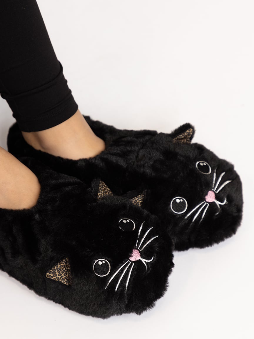 Women's Black Cat Slippers