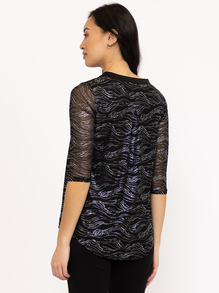 Women's Mesh V neck Blouse