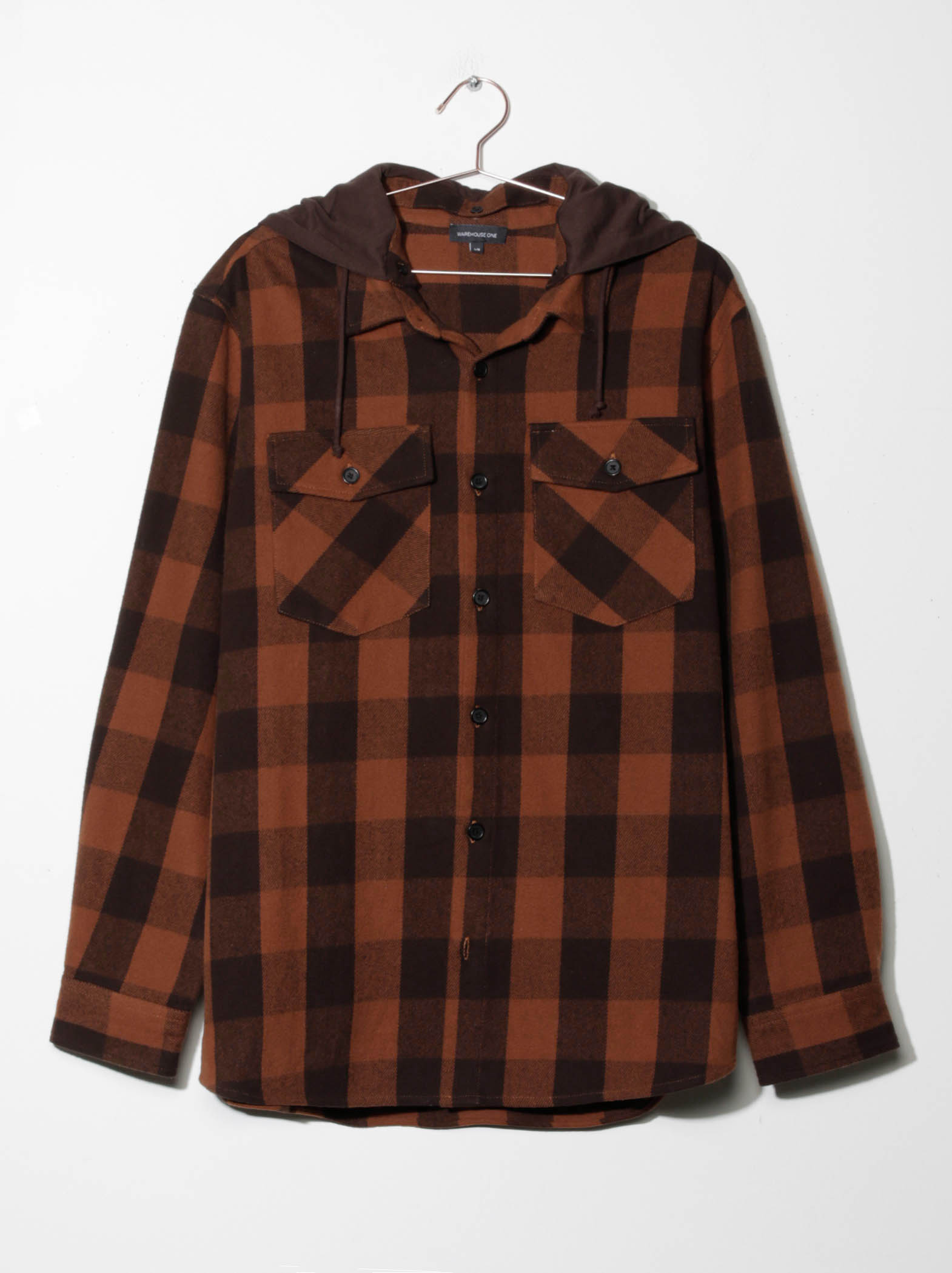 Men's Hooded Flannel Shirt Warehouse One