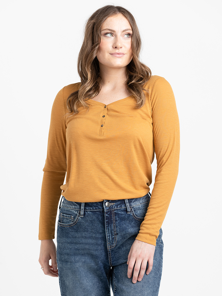 Women's Ribbed Henley Tee