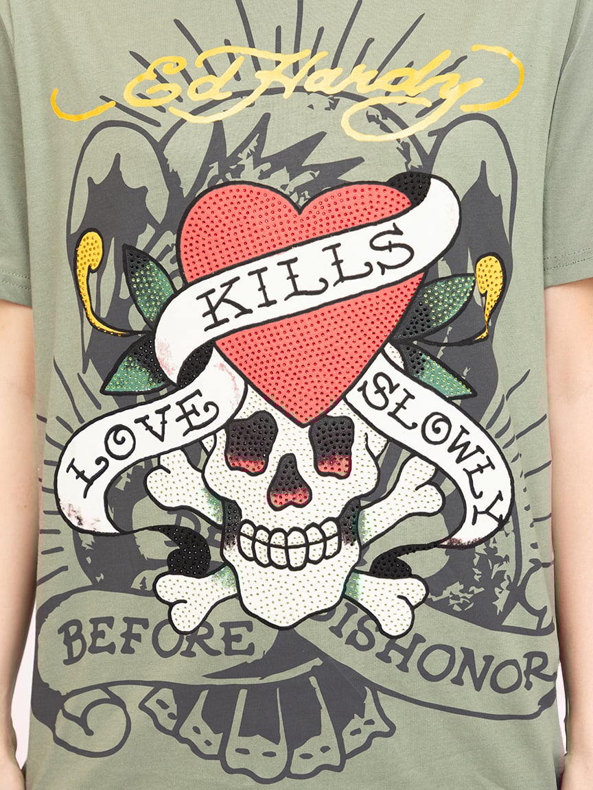 Women's Rhinestone Skull Tee