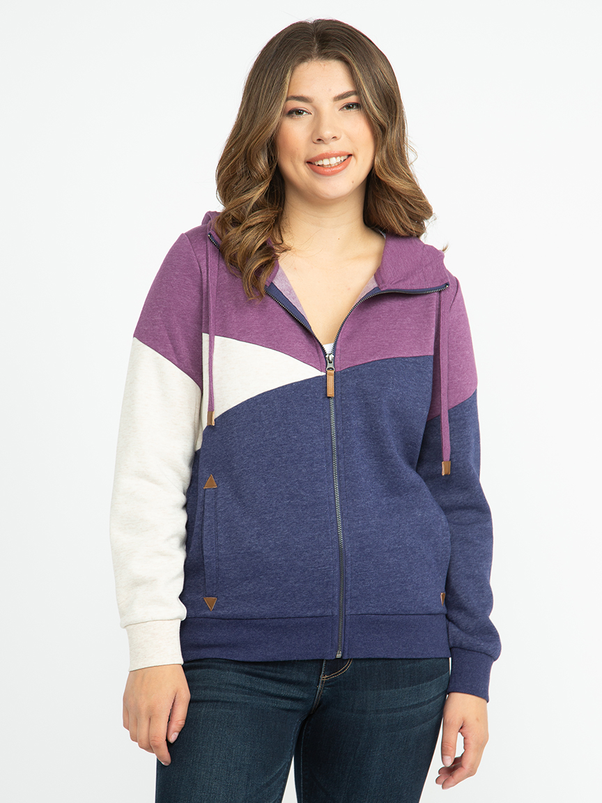 Women's Color Block Zip Hoodie Warehouse One
