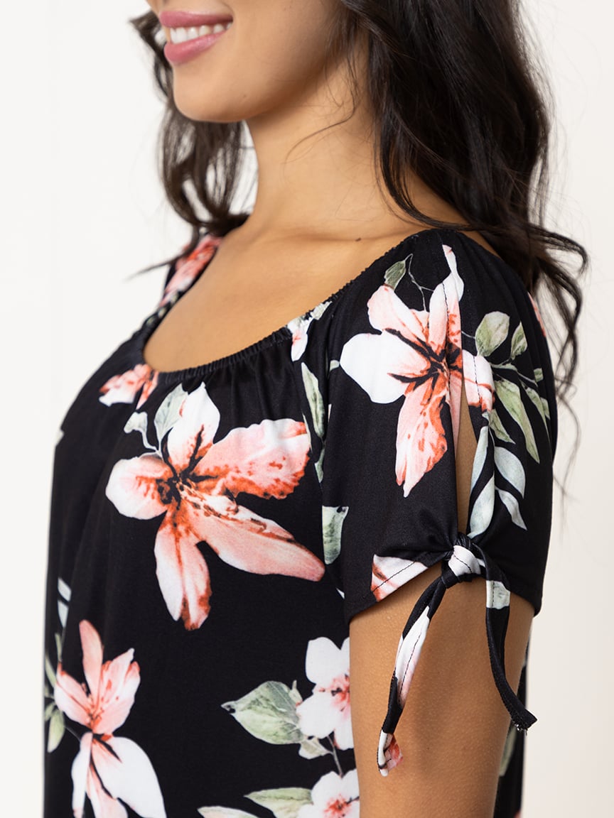 Women's Floral Split Sleeve Top