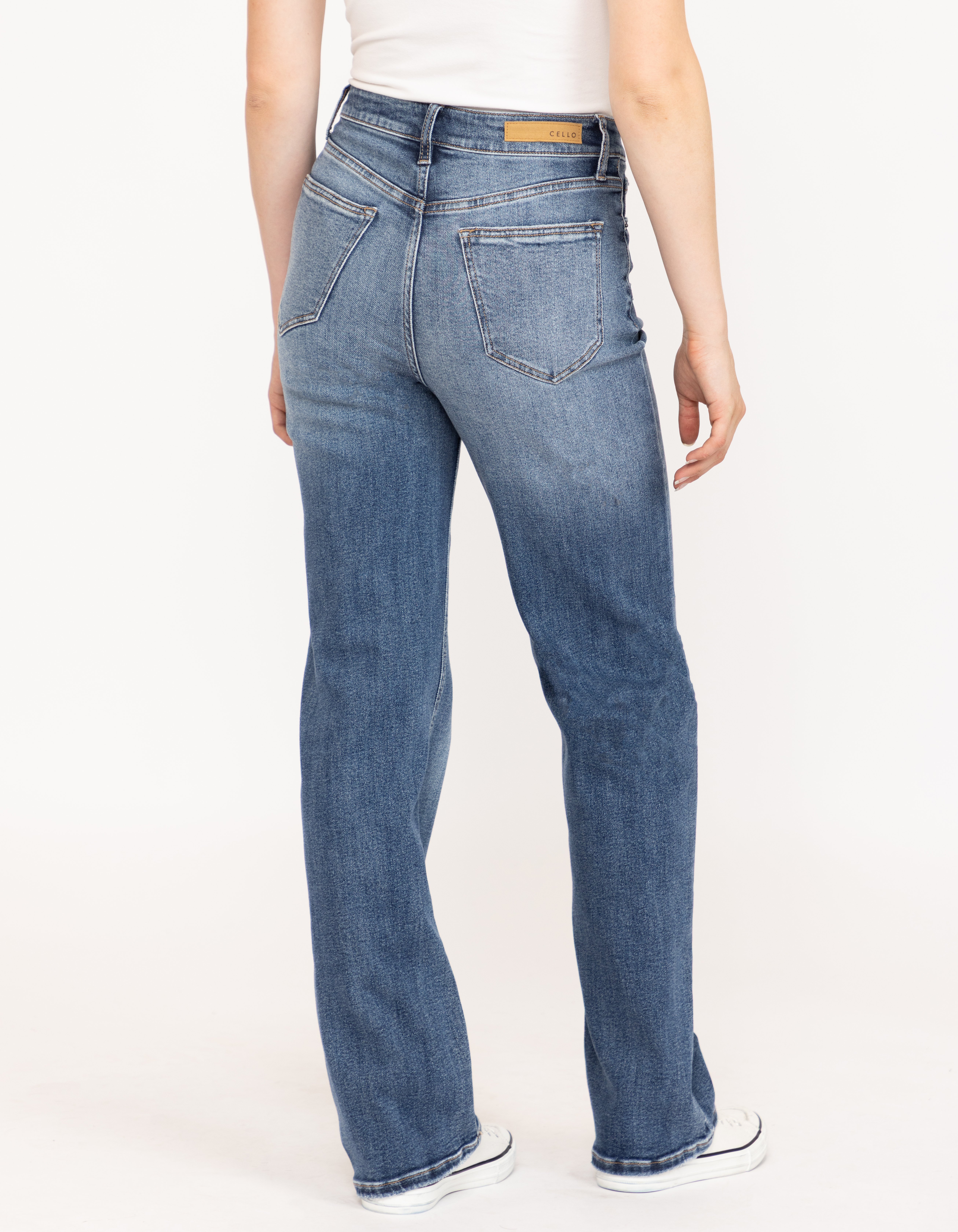 Women's Dark Wash Super High Rise Crossover Waist Dad Jeans