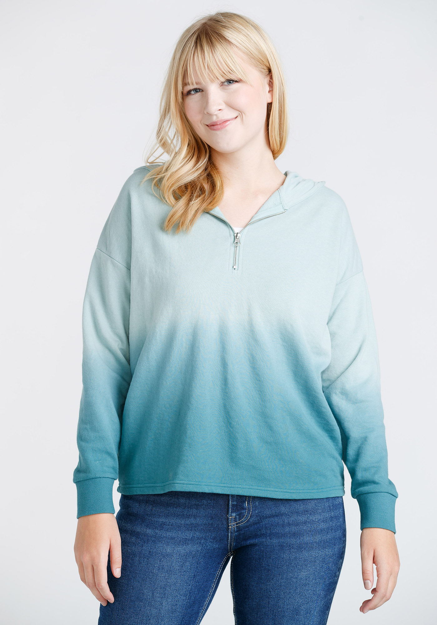 Women's Ombre Quarter Zip Hoodie Warehouse One