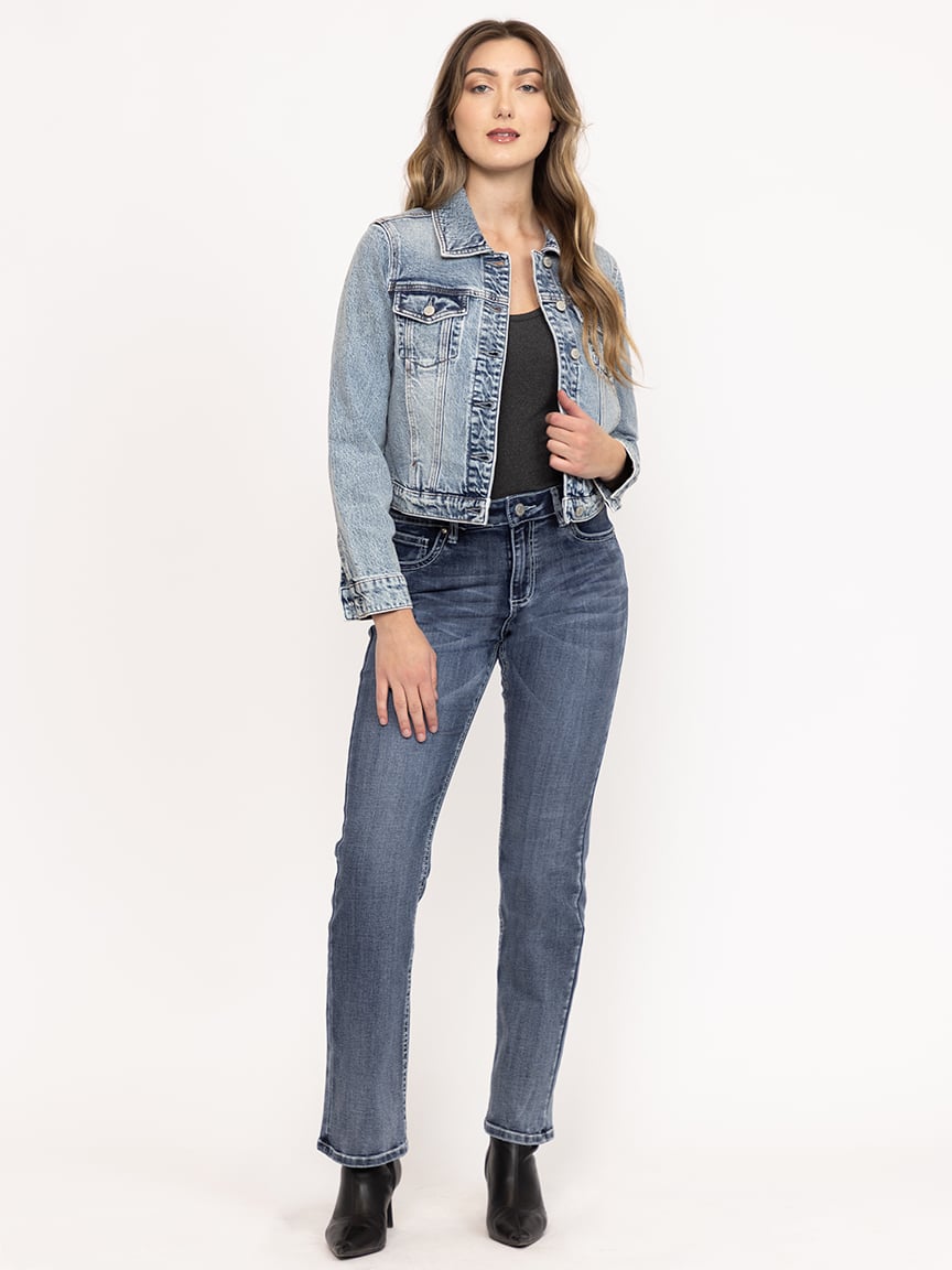 Women's Medium Dark Wash Cross Embellis