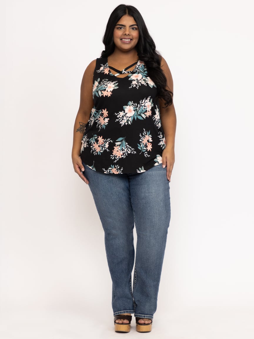 Women's Floral Criss Cross Tank