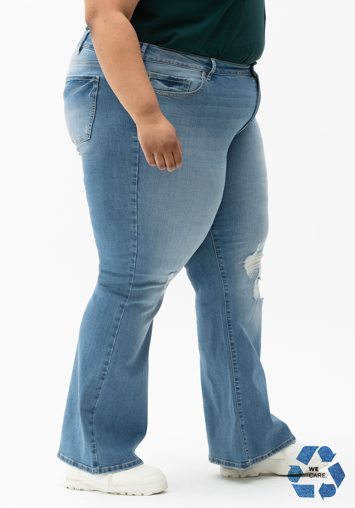 Women's Plus Low Rise Destroyed Flare Jeans Warehouse One