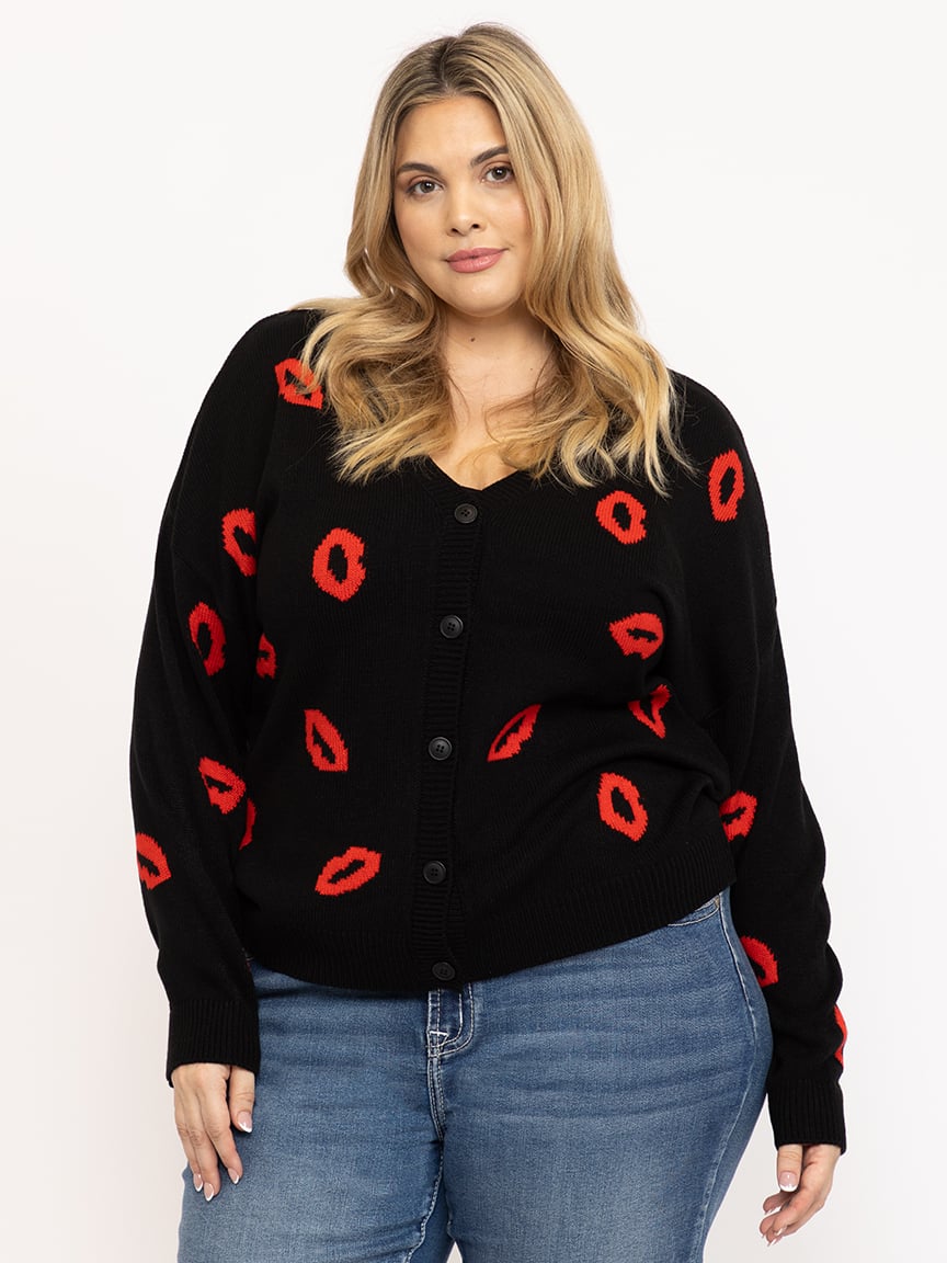 Women's Lip Button Front Cardigan