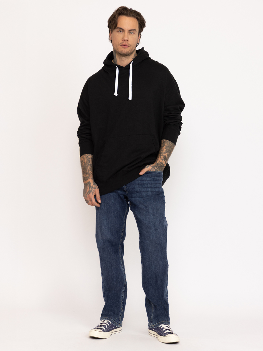 Men's Relaxed Medium Wash Jeans with Bel