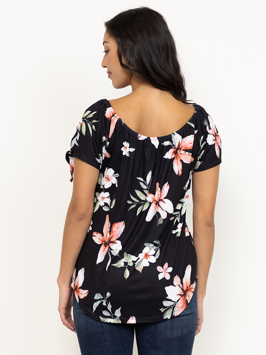 Women's Floral Split Sleeve Top